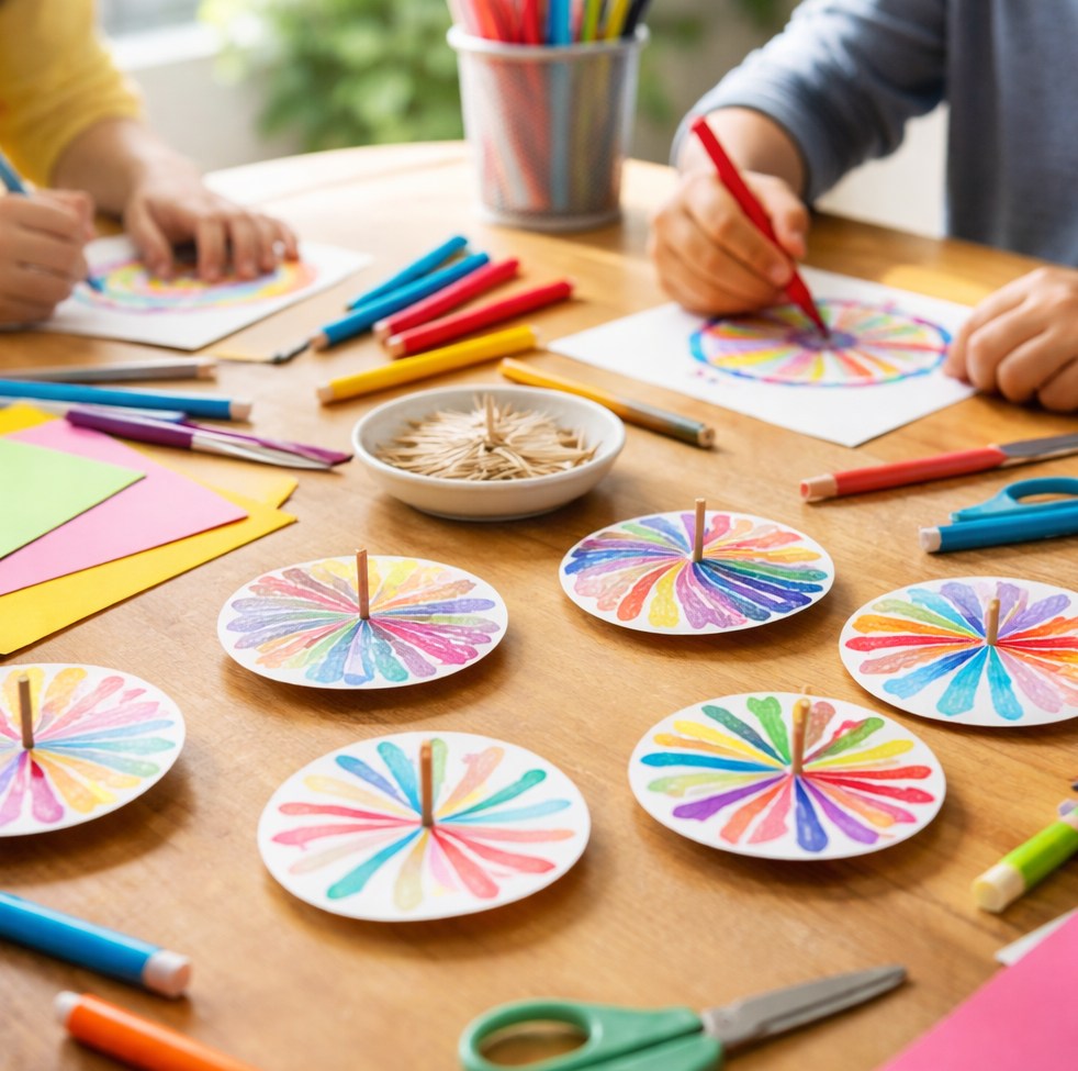 Créer des toupies en papier : atelier ludique pour enfants